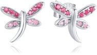 MINET Silver Dragonfly Earrings with Light and Dark Pink Zirconia (Ag 925/1000, 1.4g) - Earrings