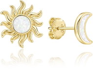 MINET Gold-Plated Silver Sun and Moon Earrings with White Opals (Ag 925/1000, 1.25g) - Earrings