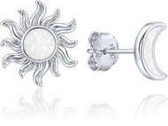 MINET Silver Sun and Moon Earrings with White Opal (Ag 925/1000, 1.25g) - Earrings