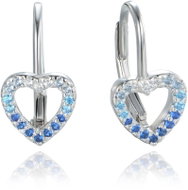 MINET Silver Heart Earrings with Zircons in Blue Shades (Ag 925/1000, 1.65g) - Earrings