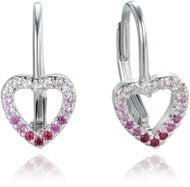 MINET Silver Heart Earrings with Red Zirconia (Ag 925/1000, 1.7g) - Earrings