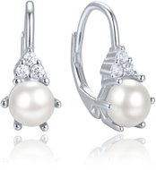 MINET Elegant Silver Earrings with Pearl and Zirconia (Ag 925/1000, 2.3g) - Earrings