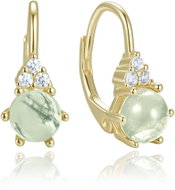 MINET Gold-Plated Silver Earrings with Light Moss Agate and Zircons (Ag 925/1000, 2.55g) - Earrings