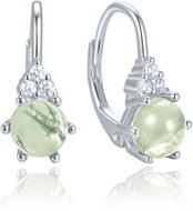 MINET Elegant Silver Earrings with Light Moss Agate and Zirconia (Ag 925/1000, 2.6g) - Earrings