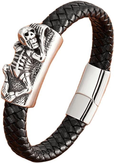 Predator Q1 bőr karkötő - csontváz - 23 cm