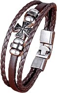 Leather bracelet - cross brown SLPP1097 - 21cm - Bracelet