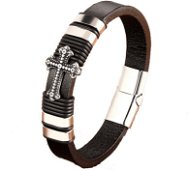 Leather bracelet - cross brown BXXG6037 - 21,5cm - Bracelet