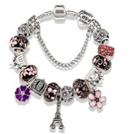 Bracelet in A´la Pandora style - Eiffel Tower Pink Charm-1 - 19cm - Bracelet