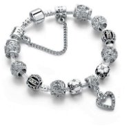Bracelet in A'la Pandora style - white heart - Bracelet