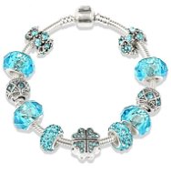 A'la Pandora style bracelet - Blue Bead-1 - 23cm - Bracelet