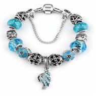 Bracelet in A´la Pandora style - leaf sky blue-1 - 20cm - Bracelet