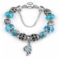 Bracelet in A´la Pandora style - leaf sky blue-1 - 22cm - Bracelet
