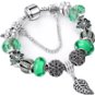 A'la Pandora style bracelet - leaf green-1 - 21cm - Bracelet