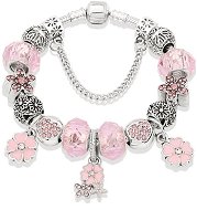 A'la Pandora style bracelet - P10965-5 Pink-1 - 18cm - Bracelet