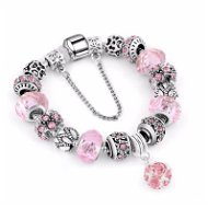 Bracelet in A´la Pandora style - pink / silver-1 - 18cm - Bracelet