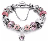 A'la Pandora style bracelet - pink crown 5 - 22cm - Bracelet