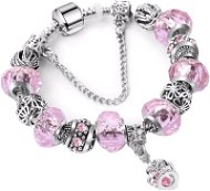 A'la Pandora style bracelet - pink crown-1 - 18cm - Bracelet