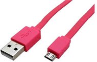 ROLINE USB 2.0 - USB A (M) -> micro USB B(M), 1 m, lapos, rózsaszín - Adatkábel