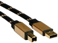 ROLINE Gold USB 2.0 A-B, 3m - čierno/zlatý - Dátový kábel