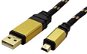 ROLINE USB 2.0 USB A (M) -&gt; USB mini 5pin B (M), 0,8 m - fekete / arany - Adatkábel
