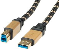 ROLINE Gold USB 3.0 SuperSpeed ??USB 3.0 A (M) -> USB 3.0 B (M), 0.8m - black/gold - Data Cable
