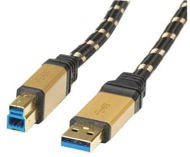 ROLINE Gold USB 3.0 SuperSpeed USB 3.0 A(M) -> USB 3.0 B(M), 3 m - čierno/zlatý - Dátový kábel