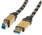Dátový kábel ROLINE Gold USB 3.0 SuperSpeed USB 3.0 A(M) -> USB 3.0 B(M), 3 m - čierno/zlatý - Datový kabel