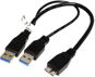 OEM USB SuperSpeed 5Gbps Y-Kabel 2x USB 3.0 A(M) - microUSB 3.0 B(M), 0,3m, schwarz - Datenkabel