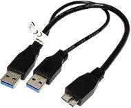 OEM USB SuperSpeed 5Gbps Y-Kabel 2x USB 3.0 A(M) - microUSB 3.0 B(M), 0,3m, schwarz - Datenkabel