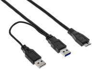 OEM USB SuperSpeed 5Gbps Y kábel 2× USB 3.0 A(M) – micro USB 3.0 B(M), 2 m, čierny - Dátový kábel