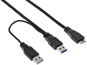OEM USB SuperSpeed 5Gbps Y Cable 2x USB 3.0 A(M) - microUSB 3.0 B(M), 2m, Black - Data Cable