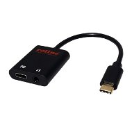 Roline USB C (M) Adapter - 4-pin 3.5mm Audio Jack + USB C (F) (PD), 0.13m - Adapter