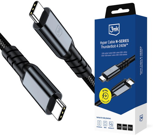 3MK Hyper Cable N-SERIES Thunderbolt 4, 40Gb/s 240W 8K60Hz, 2m Black - Data Cable - Main image