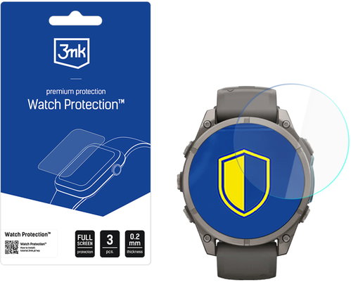 3mk hybridní sklo Watch Protection FlexibleGlass pro Garmin Fenix 9 47mm - Glass Screen Protector - Main image