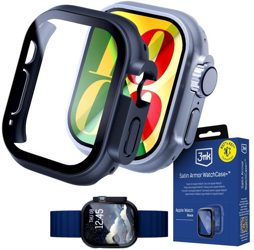 3mk Satin Armor WatchCase+ s tvrzeným sklem na Apple Watch (Ultra gen 1/2/3) 49mm černý - Protective Watch Cover - Main image