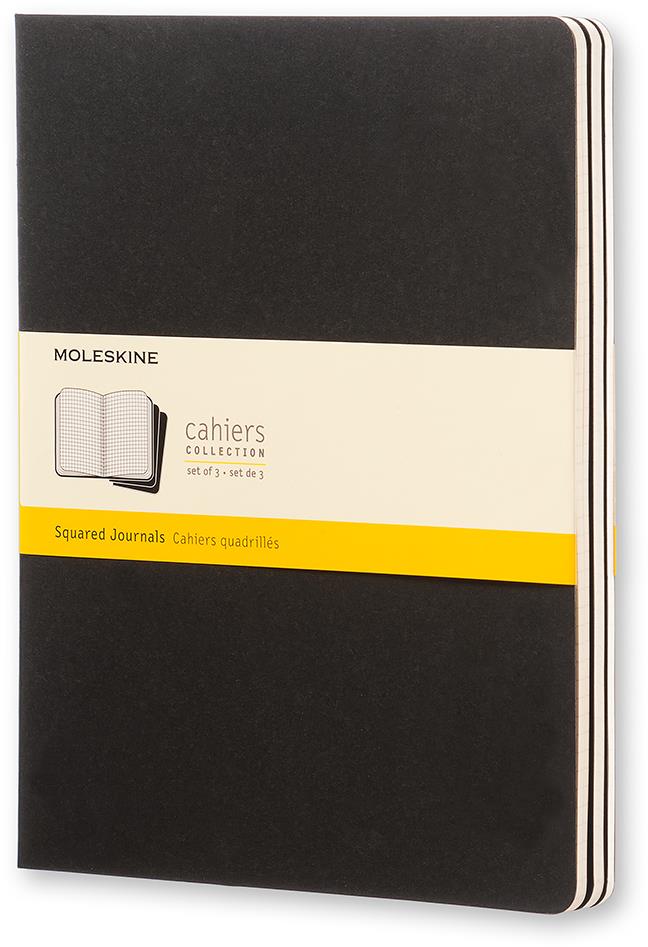 MOLESKINE XL, kockás, fekete - 3 db