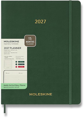 MOLESKINE 2027 Essential XXL Weekly Vertical, Soft Cover, Green - Planner - Main image