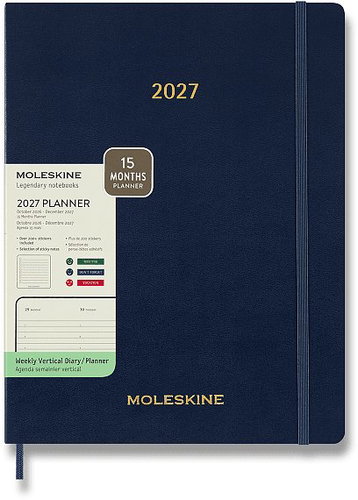 MOLESKINE 2027 Essential XXL Vertical Weekly Planner, Soft Cover, Blue - Planner - Main image