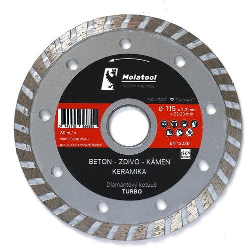 Molatool 115 × 2.2 × 22.2 mm Turbo Profi Diamond Cutting Wheel - Diamond Disc - Main image