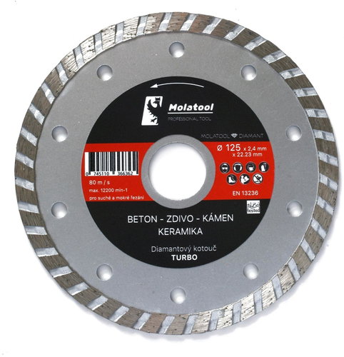 Diamantový řezný kotouč Molatool 125 × 2,4 × 22,2 mm Turbo Profi - Diamantový kotouč - Hlavní obrázek