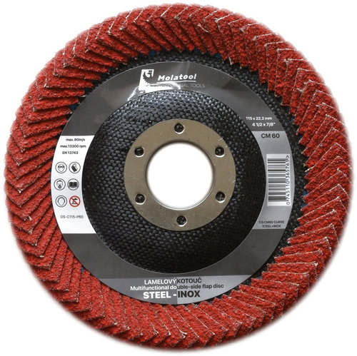 Reversible grinding wheel Molatool Ceramic 115 mm P60 - Lamellar Disc - Main image