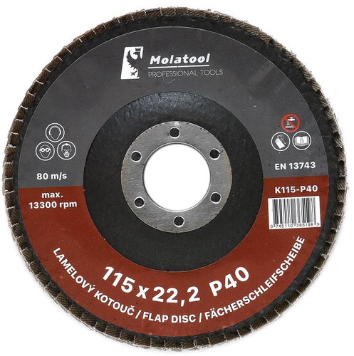 Laminated grinding wheel Molatool Korund 115 mm P40 - Lamellar Disc - Main image