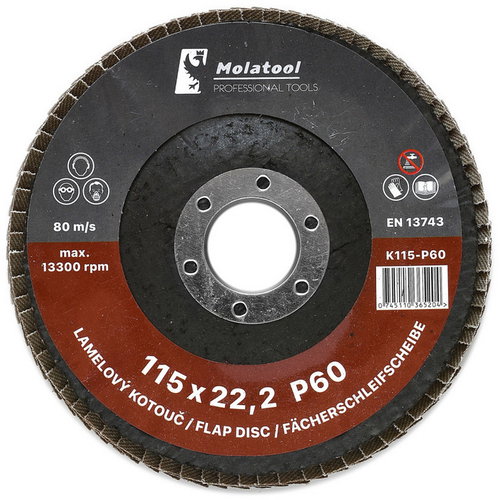 Laminated grinding wheel Molatool Korund 115 mm P60 - Lamellar Disc - Main image