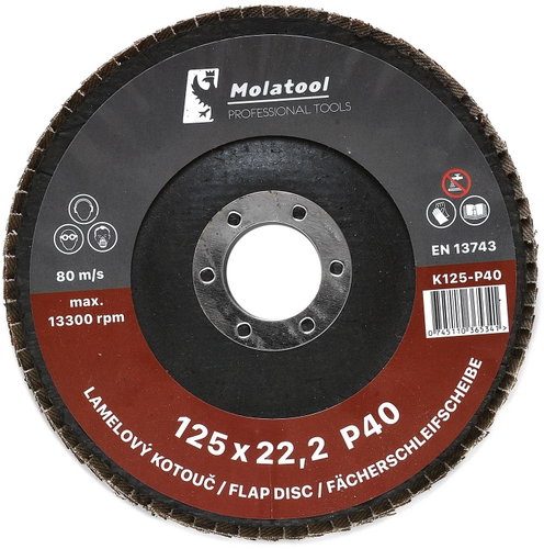 Lamelový brusný kotouč Molatool Korund 125 mm P40 - Lamelový kotouč - Hlavní obrázek
