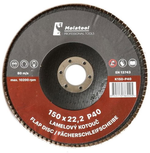 Laminated grinding wheel Molatool Korund 150 mm P40 - Lamellar Disc - Main image