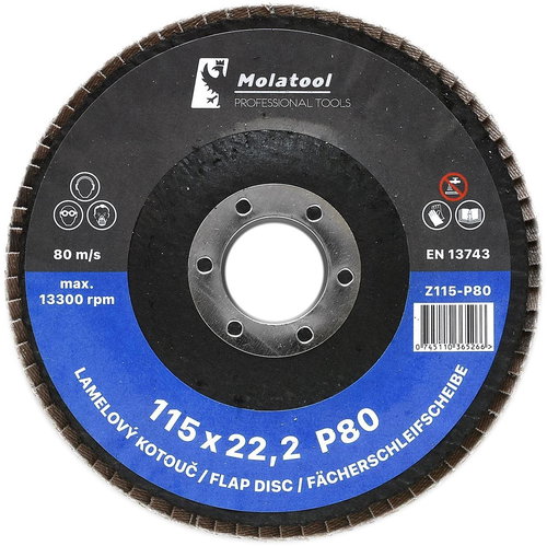 Molatool VSM Zircon 115 mm P80 Laminated grinding wheel - Lamellar Disc - Main image