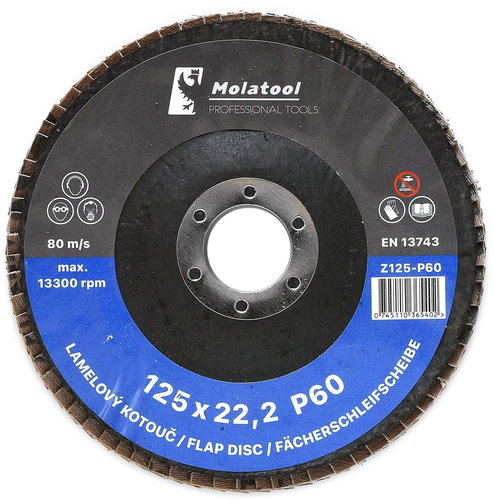 Molatool VSM Zircon 125 mm P60 Laminated grinding wheel - Lamellar Disc - Main image