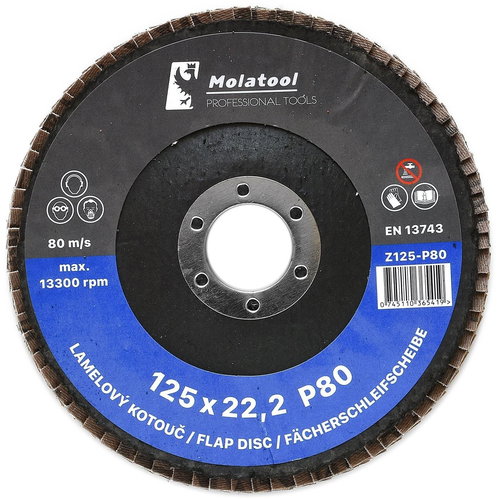 Molatool VSM Zircon 125 mm P80 Laminated grinding wheel - Lamellar Disc - Main image