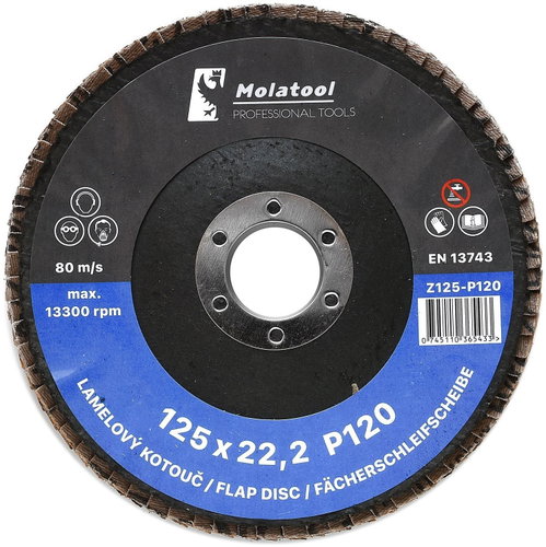 Molatool VSM Zircon 125 mm P120 Laminated grinding wheel - Lamellar Disc - Main image