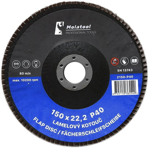 Molatool VSM Zircon 150 mm P40 Laminated grinding wheel - Lamellar Disc - Main image